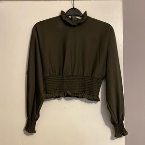 another i Women’s Smocked Neck/Waist/Sleeve Blouse